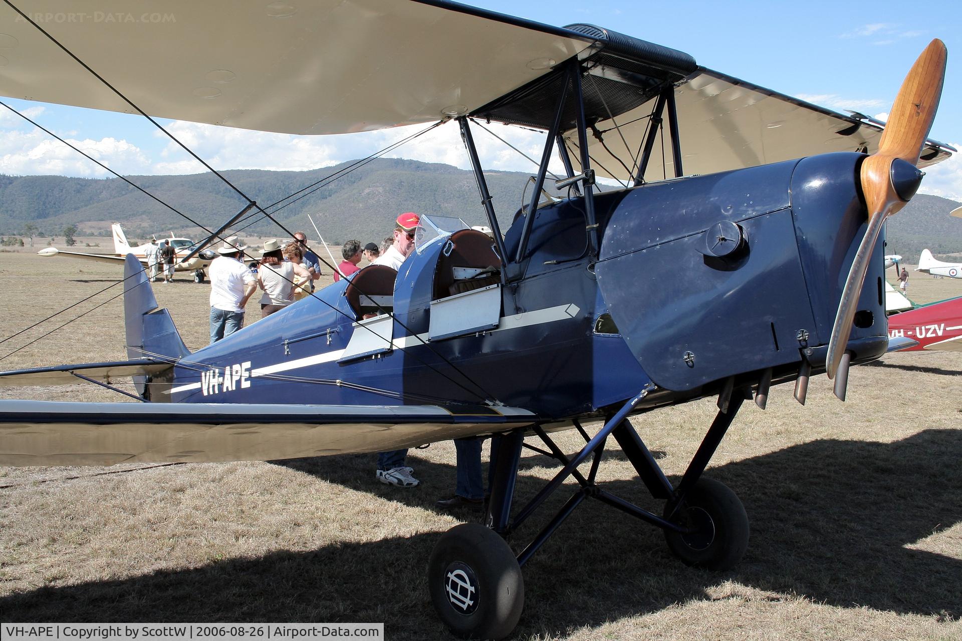VH-APE, 1940 De Havilland Australia DH-82A Tiger Moth C/N DHA219, image taken at the 15th annual festival of flight Watts Bridge Memorial Airfield QLD