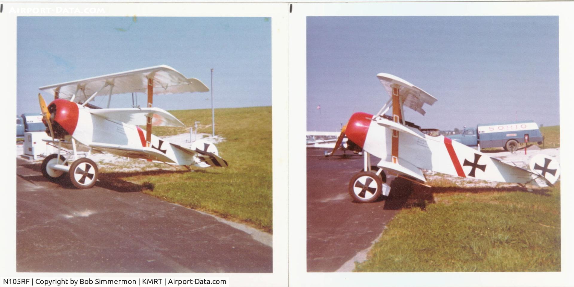 N105RF, 1964 Fokker Dr.1 Triplane Replica C/N 105, Fergy's Fokker around 1975 (See EAA Website)