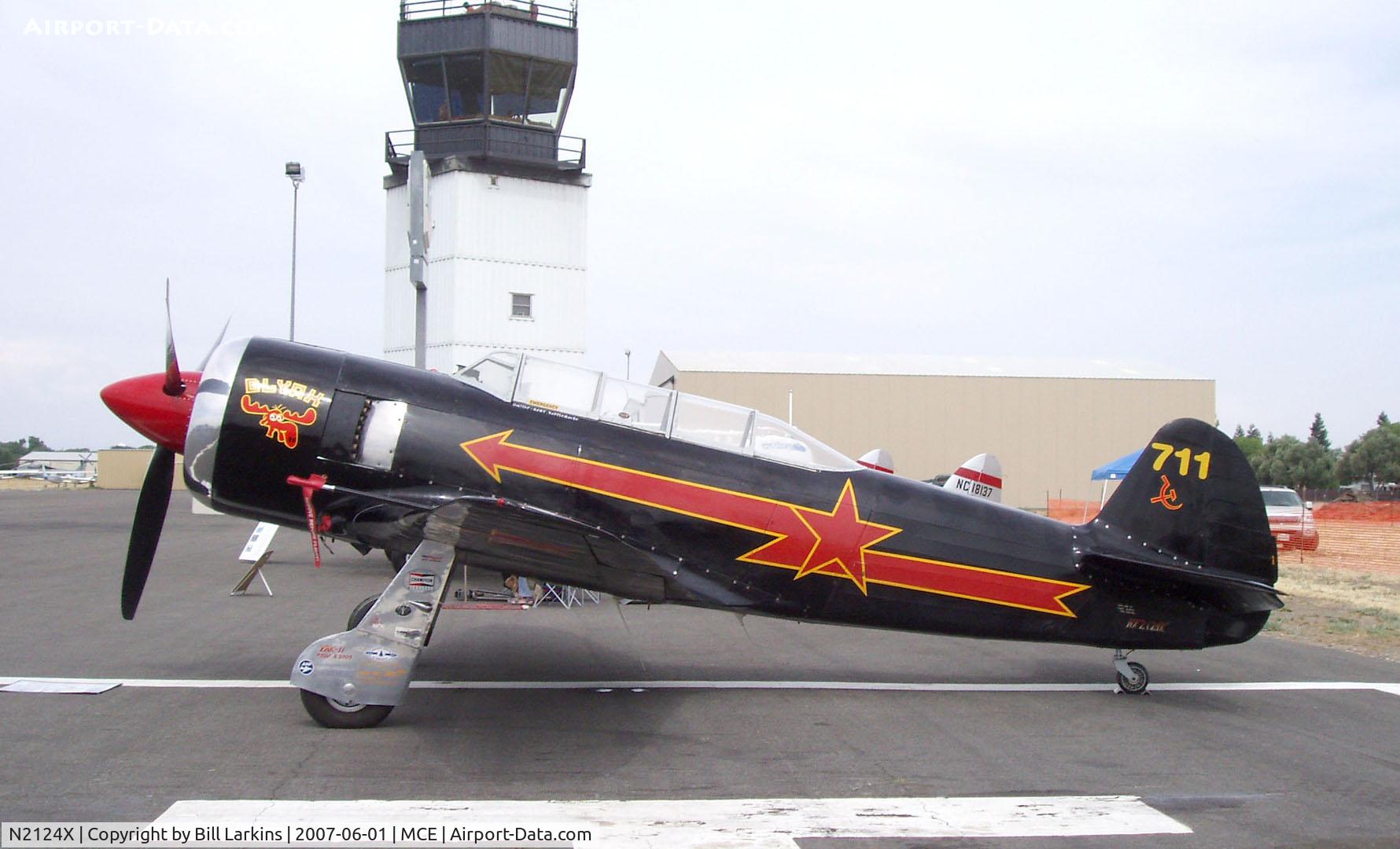 N2124X, 1952 Yakovlev Yak-11 C/N 102146, At Merced 50th Anniversary Antique Aircraft Fly-In