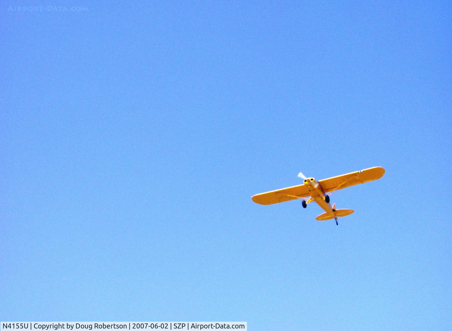 N4155U, 1993 Piper PA-18-150 Super Cub C/N 1809068, 1993 Piper PA-18-150 SUPER CUB, Lycoming O-320 150 Hp, oversize tires, takeoff climb Rwy 22