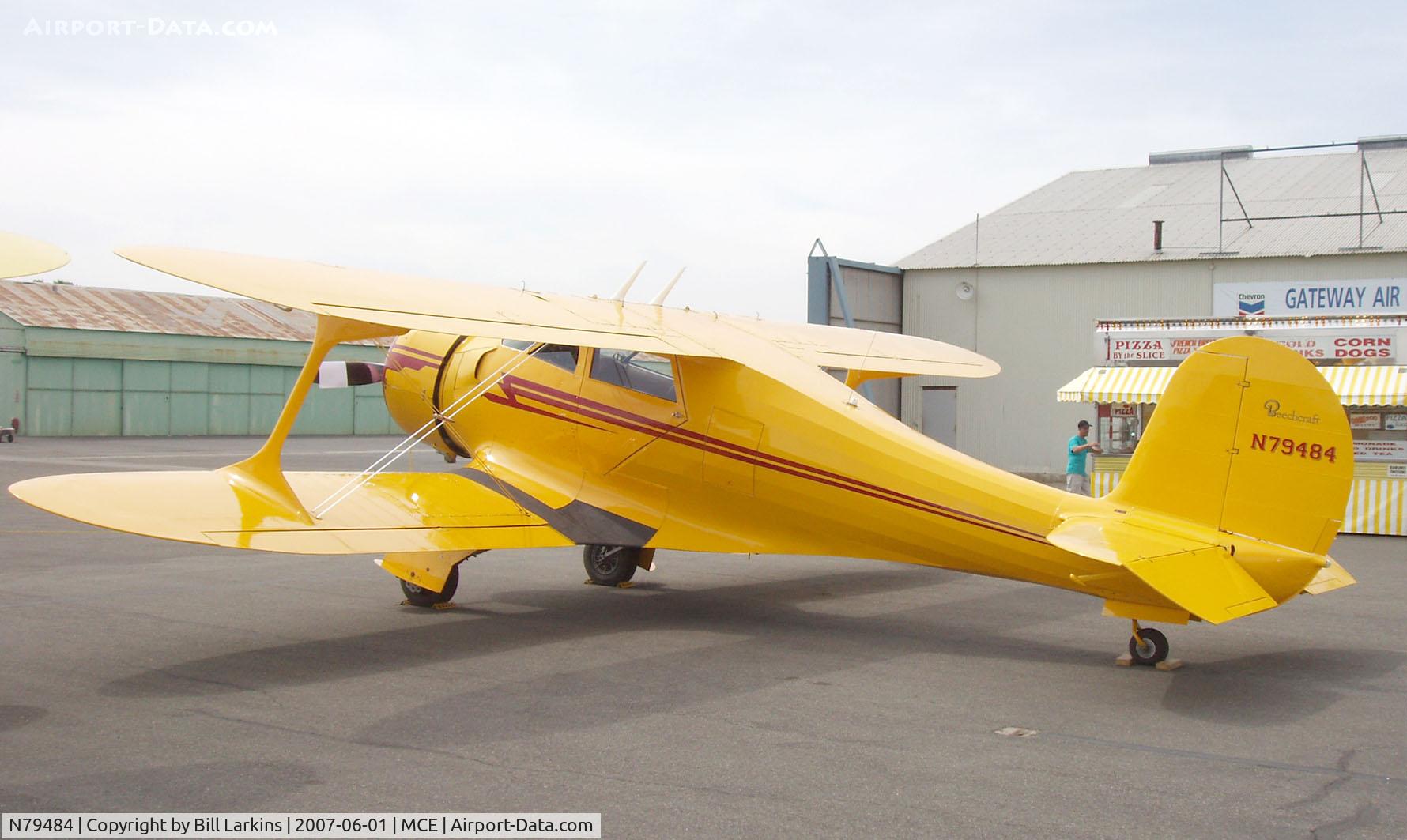 N79484, 1943 Beech D17S Staggerwing C/N 4917, At Merced 50th Anniversary Antique Aircraft Fly-In