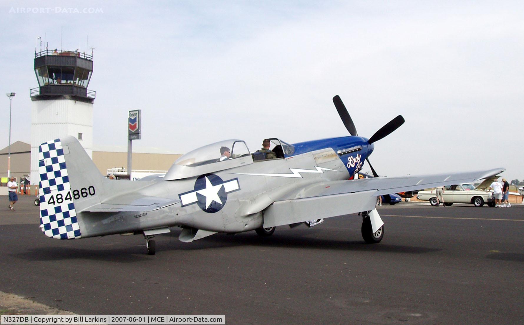 N327DB, 1944 North American P-51D Mustang C/N 44-84860, At Merced 50th Anniversary Antique Aircraft Fly-In