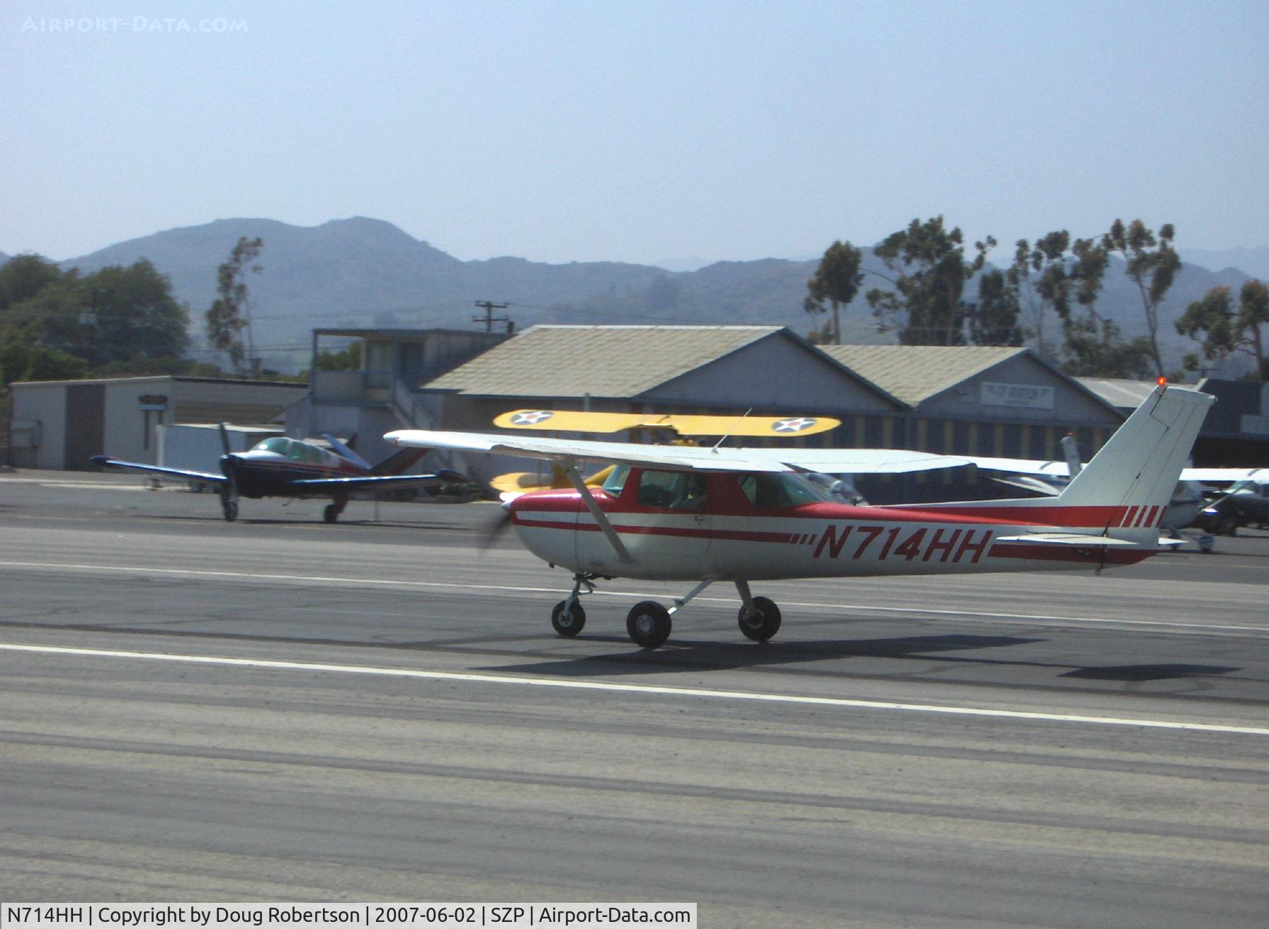 N714HH, 1977 Cessna 150M C/N 15079185, 1977 Cessna 150M, Continental O-200 100 Hp, landing roll Rwy 22