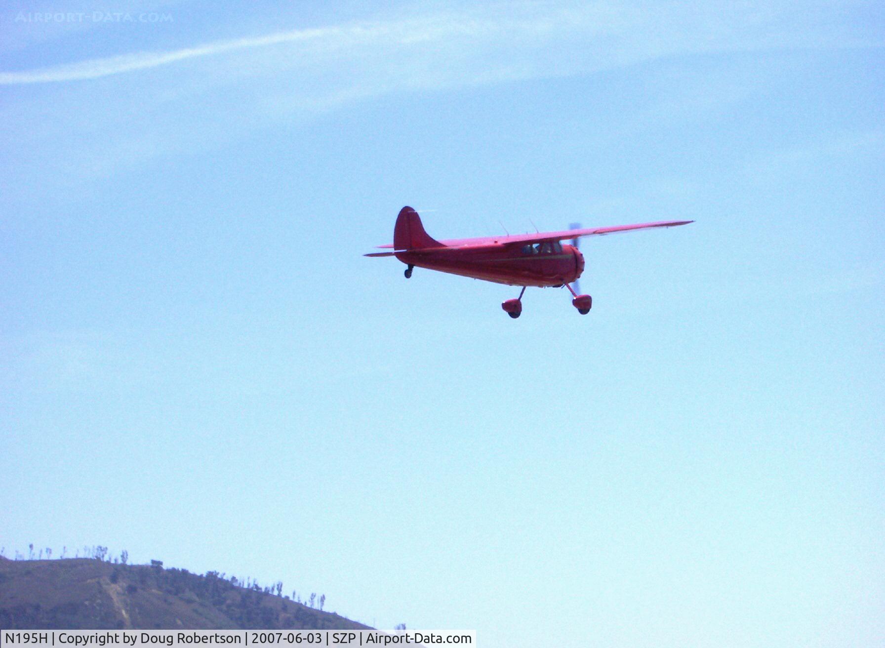 N195H, 1948 Cessna 195 Businessliner C/N 7200, 1948 Cessna 195 BUSINESSLINER, Jacobs R755-A2 radial 300 Hp, takeoff climb Rwy 22 with wonderful radial sound