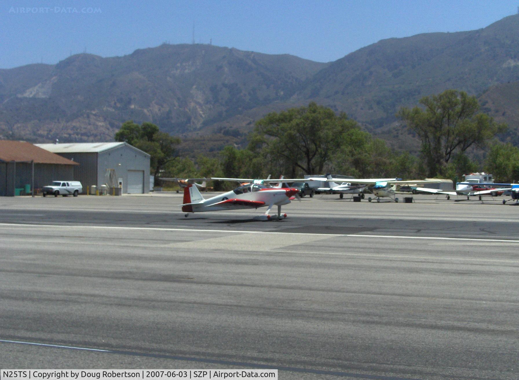 N25TS, 1992 Vans RV-6 C/N 21064, 1992 Saylor VAN's RV-6, Lycoming O&VO-360 180 Hp, Winner of Copperstate Dash 1999 at 189.05 knots in Millenium Experimental Class. 2nd fastest time in the race from Apple Valley, CA to Coolidge, AZ. Landing roll Rwy 22
