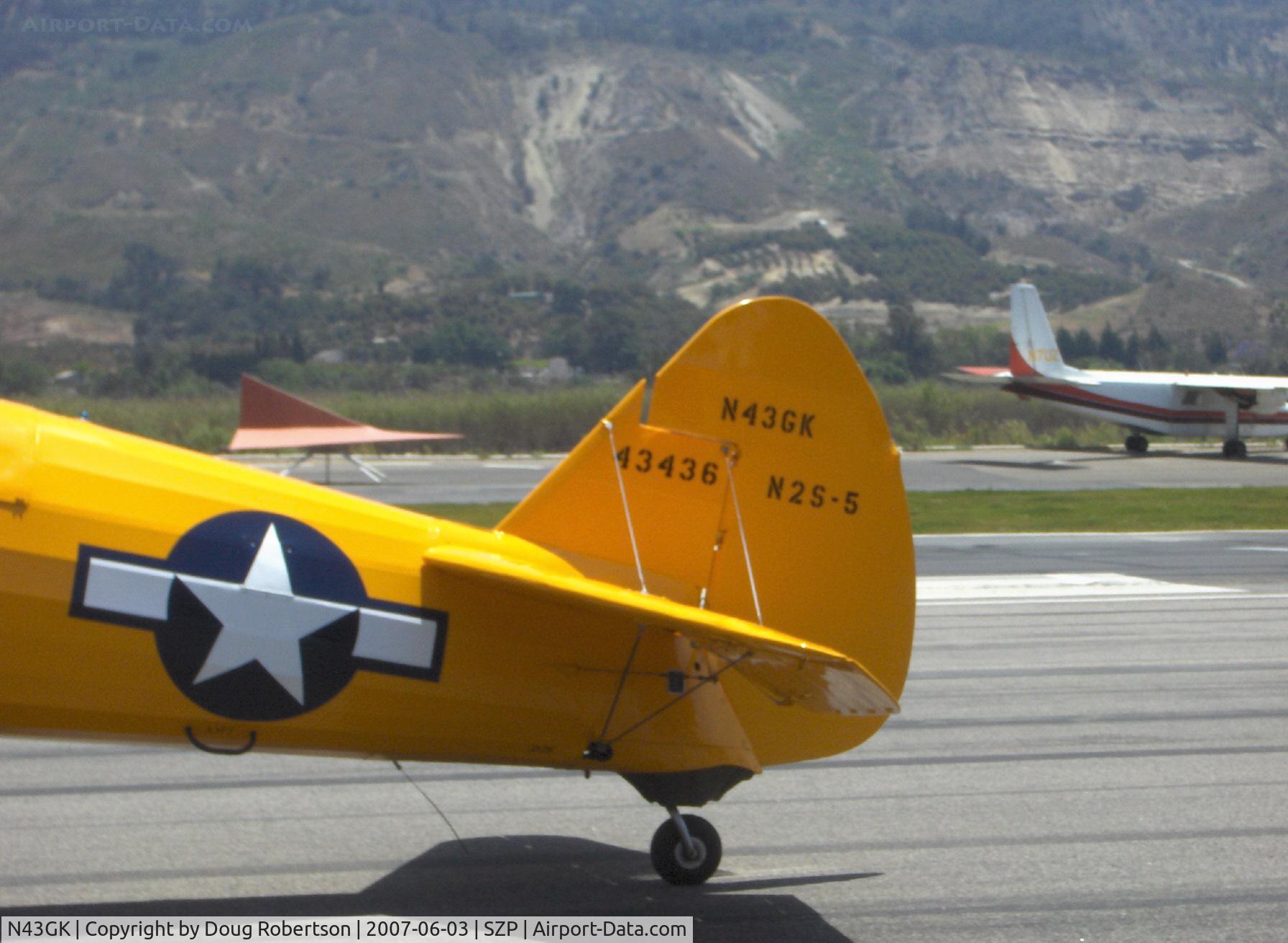 N43GK, 1943 Boeing B75N1 C/N 75-8530, 1943 Boeing Stearman B75N1 as Navy N2S-5, Continental W670 220 Hp, completely restored to absolute original with all stencils and Chrome Yellow paint, left side tail data