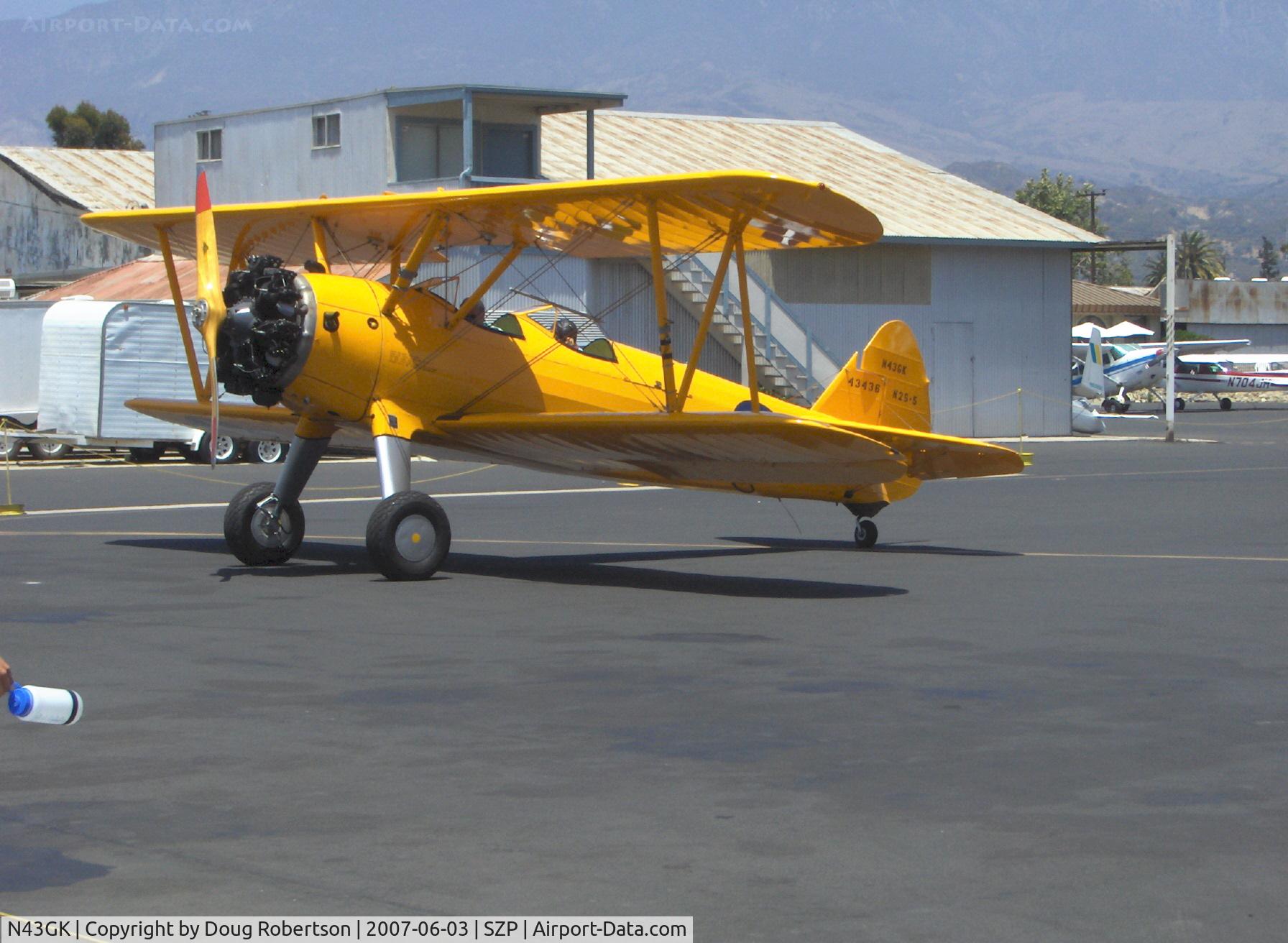 N43GK, 1943 Boeing B75N1 C/N 75-8530, 1943 Boeing Stearman B75N1 as Navy N2S-5, Continental W670 220 Hp, completely restored to absolute original with all stencils and Chrome Yellow paint, refueling