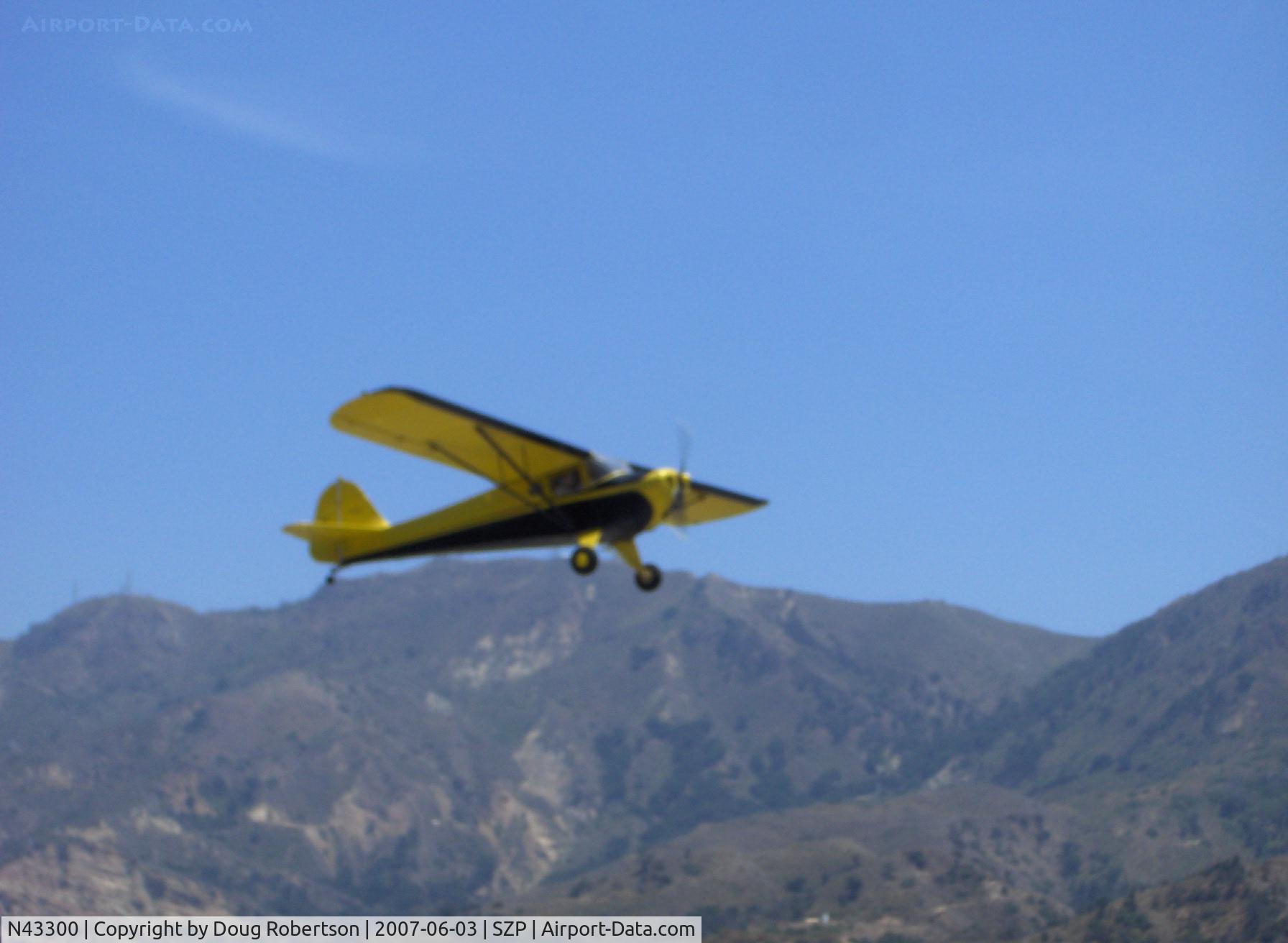 N43300, 1946 Taylorcraft BC12-D C/N 6959, 1946 Taylorcraft BC-12D Continental A&C65 65 Hp, takeoff climb Rwy 22, two aboard