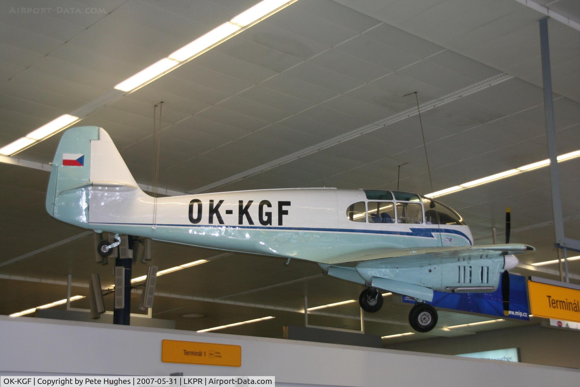 OK-KGF, Aero Super 45 C/N 170419, Aero Super 45 cn 170419 displayed inside the terminal at Prague