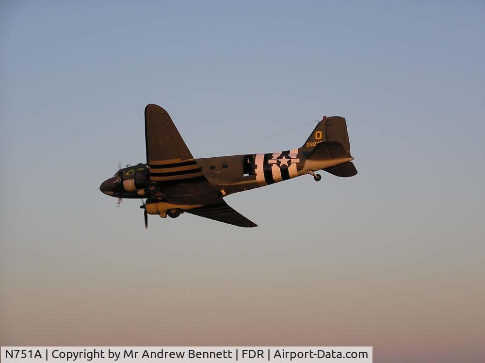 N751A, 1942 Douglas C-47A Skytrain C/N 12060, C-47 fly past after dropping parachutists