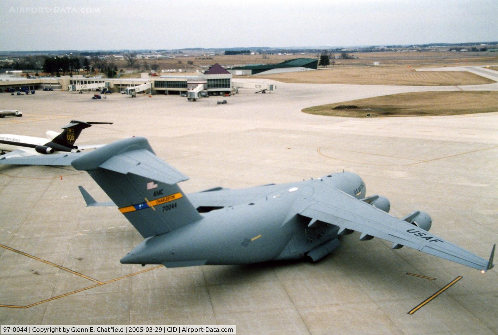 97-0044, 1999 Boeing C-17A Globemaster III C/N P-44, C-17A beginning to taxi to taxiway D by Rockwell-Collins