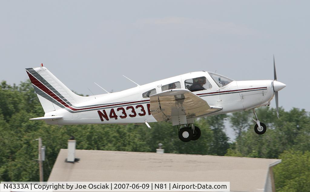 N4333A, 1983 Piper PA-28-161 C/N 28-8416037, Take-off from Hammonton.