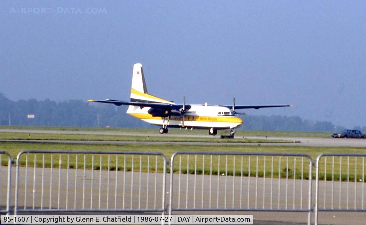 85-1607, 1983 Fokker C-31A (F27-400M) Troopship C/N 10653, C-31A at the Dayton International Air Show.  Golden Knights parachute team plane