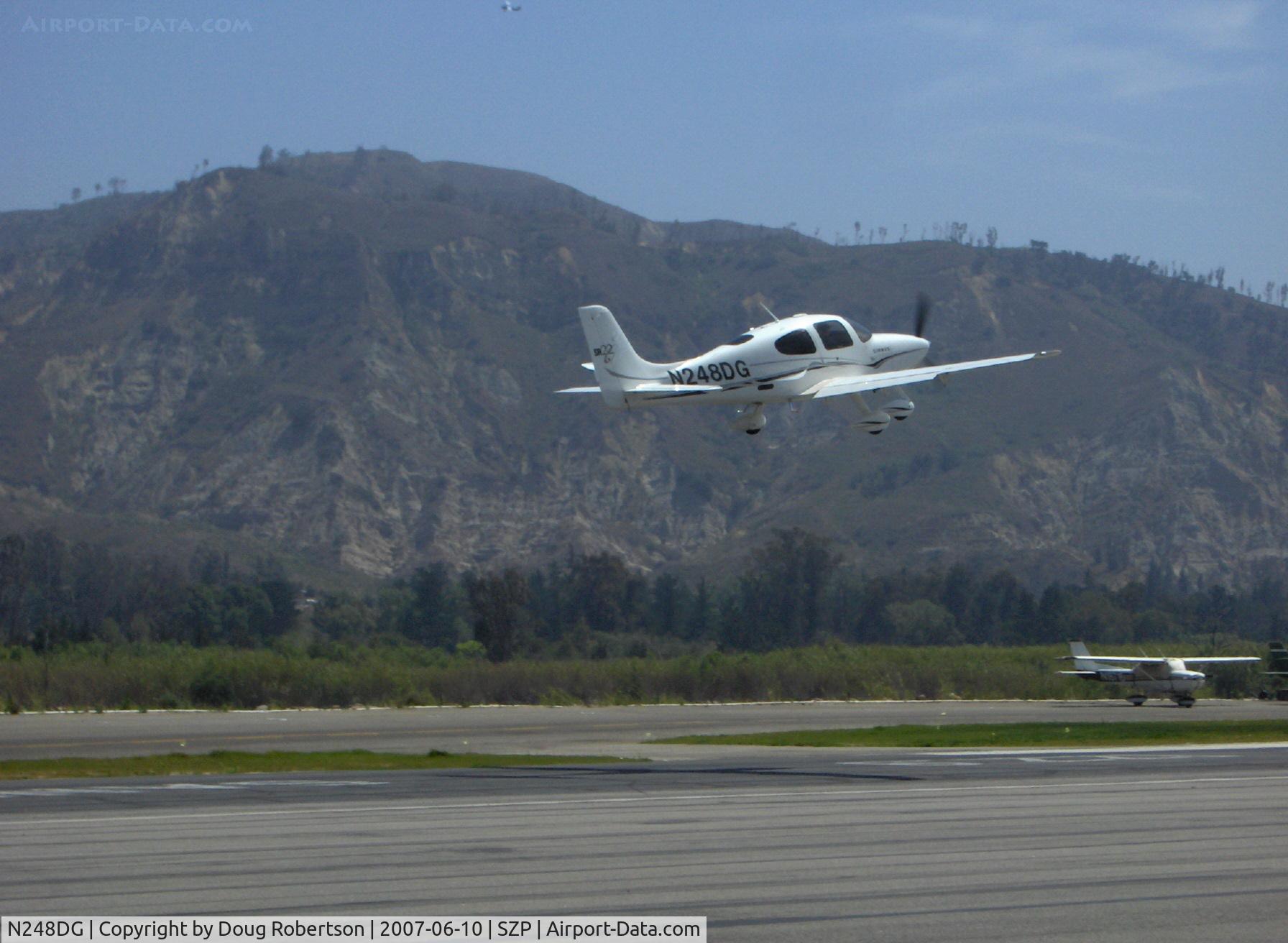 N248DG, 2005 Cirrus SR22 GTS C/N 1359, 2005 Cirrus SR22 GTS, Continental IO-550-N 310 Hp, takeoff climb Rwy 22