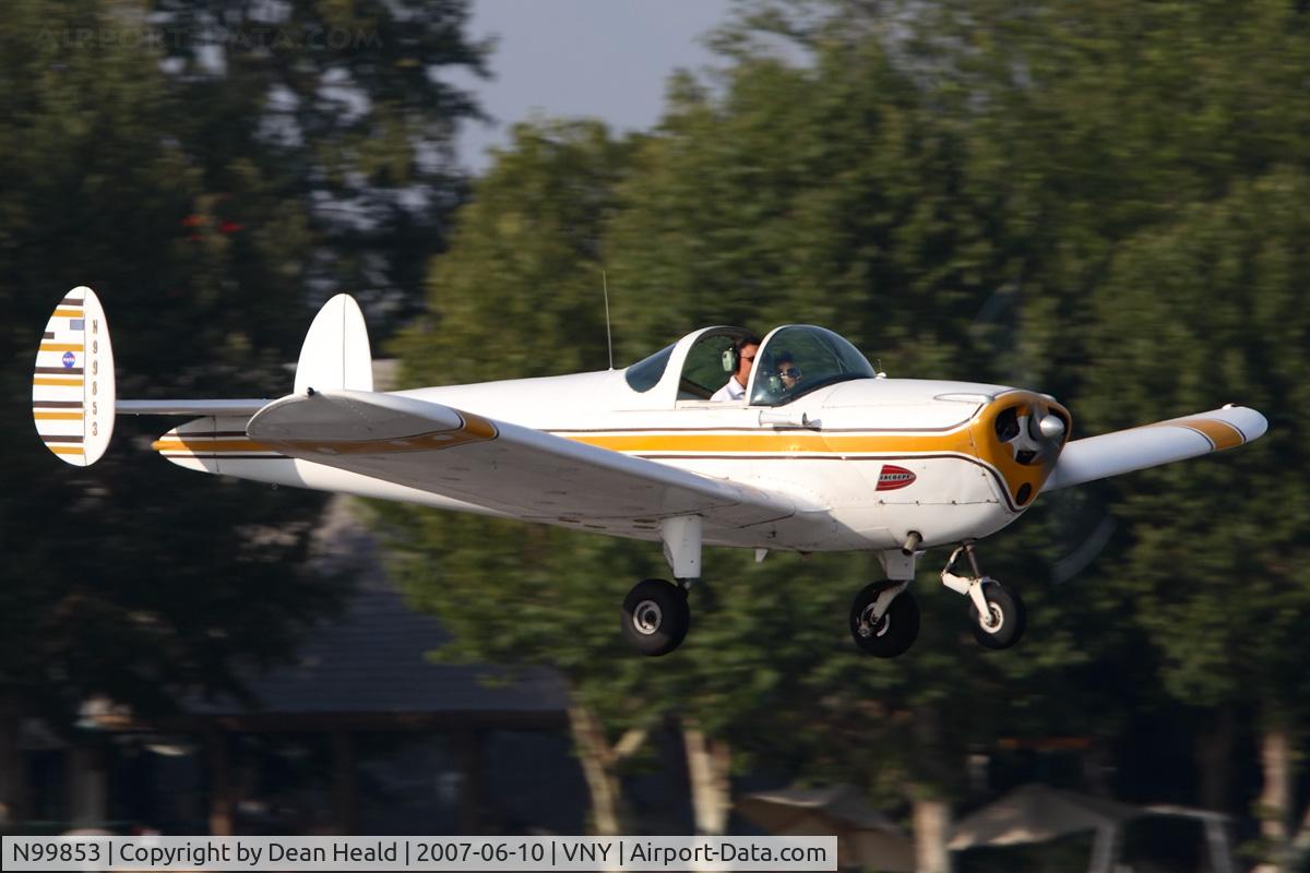 N99853, 1946 Erco 415C Ercoupe C/N 2476, Landing approach to RWY 16L, while doing some pattern work.
