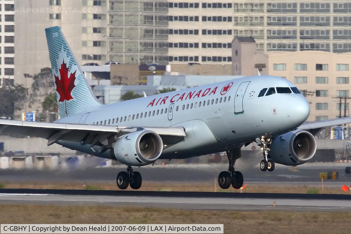 C-GBHY, 1998 Airbus A319-114 C/N 800, Air Canada C-GBHY (FLT ACA787) from Toronto Lester B Pearson Int'l (CYYZ) landing on RWY 24R.  [Canon 30D + 2X teleconverter + Canon 300mm f/2.8L IS]