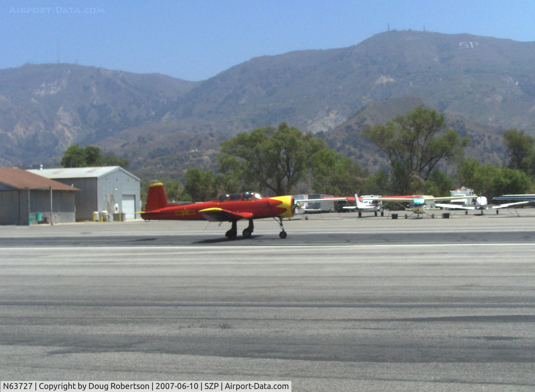 N63727, 1977 Nanchang CJ-6A C/N 1832035, 1977 Nanchang China CJ-6A as NX63727, Huosai 6A 9 cylinder radial 285 Hp, takeoff roll Rwy 22