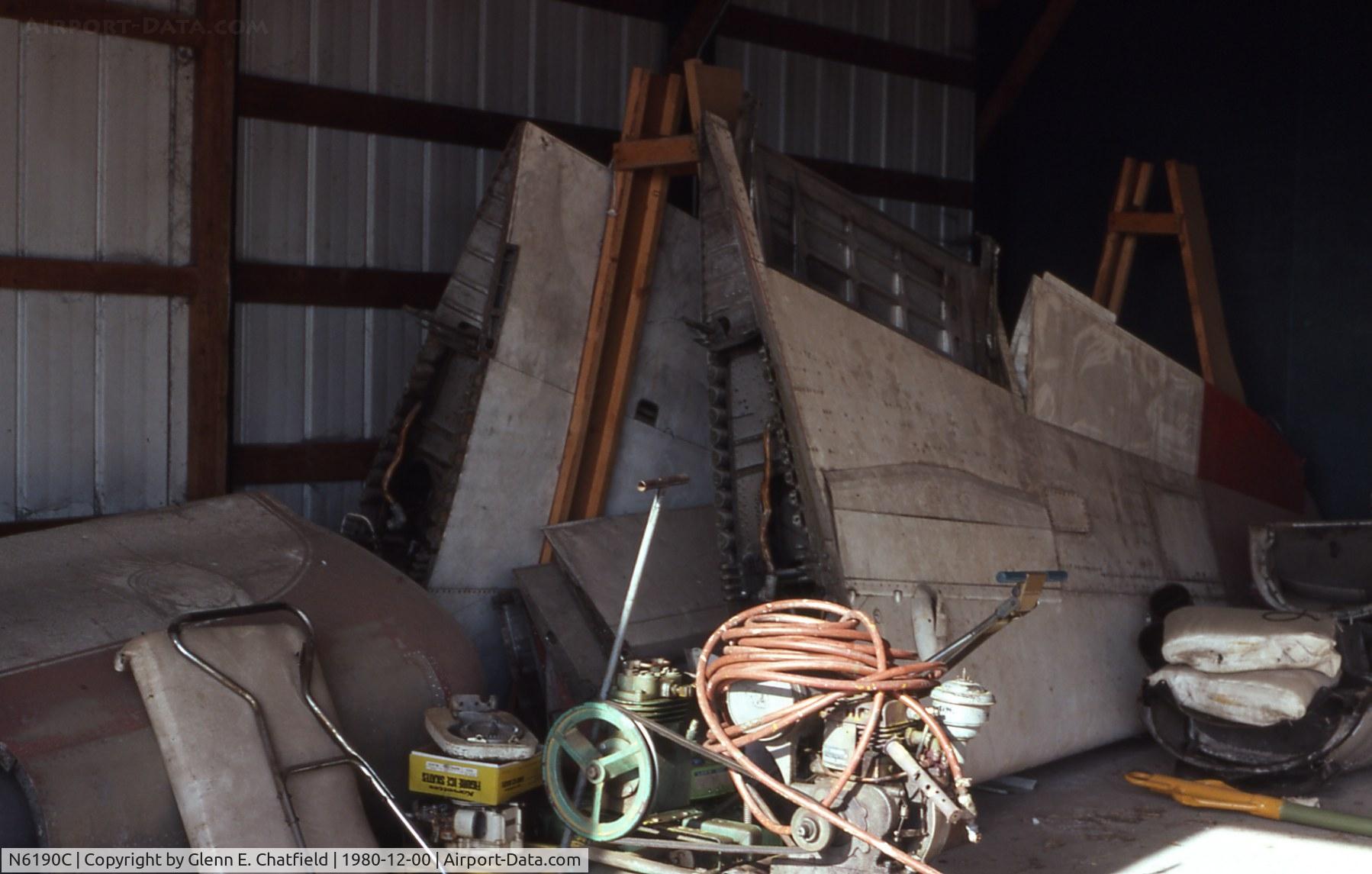 N6190C, Lockheed P-38L-5 Lightning C/N 7765, Stored in hangar at old Lambert Field near Plainfield, IL