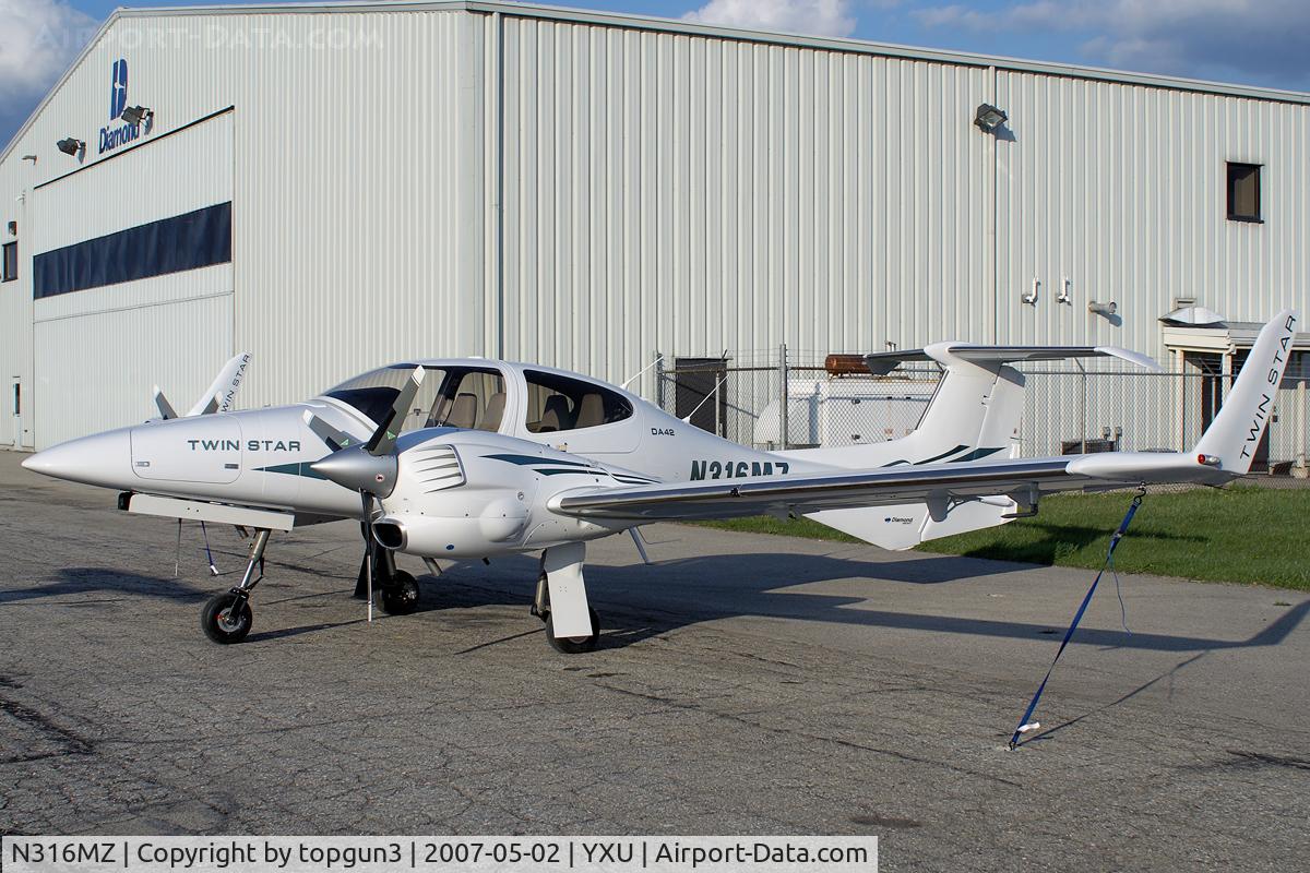 N316MZ, 2007 Diamond DA-42 Twin Star C/N 42.AC054, Parked in front of Diamond Flight Centre