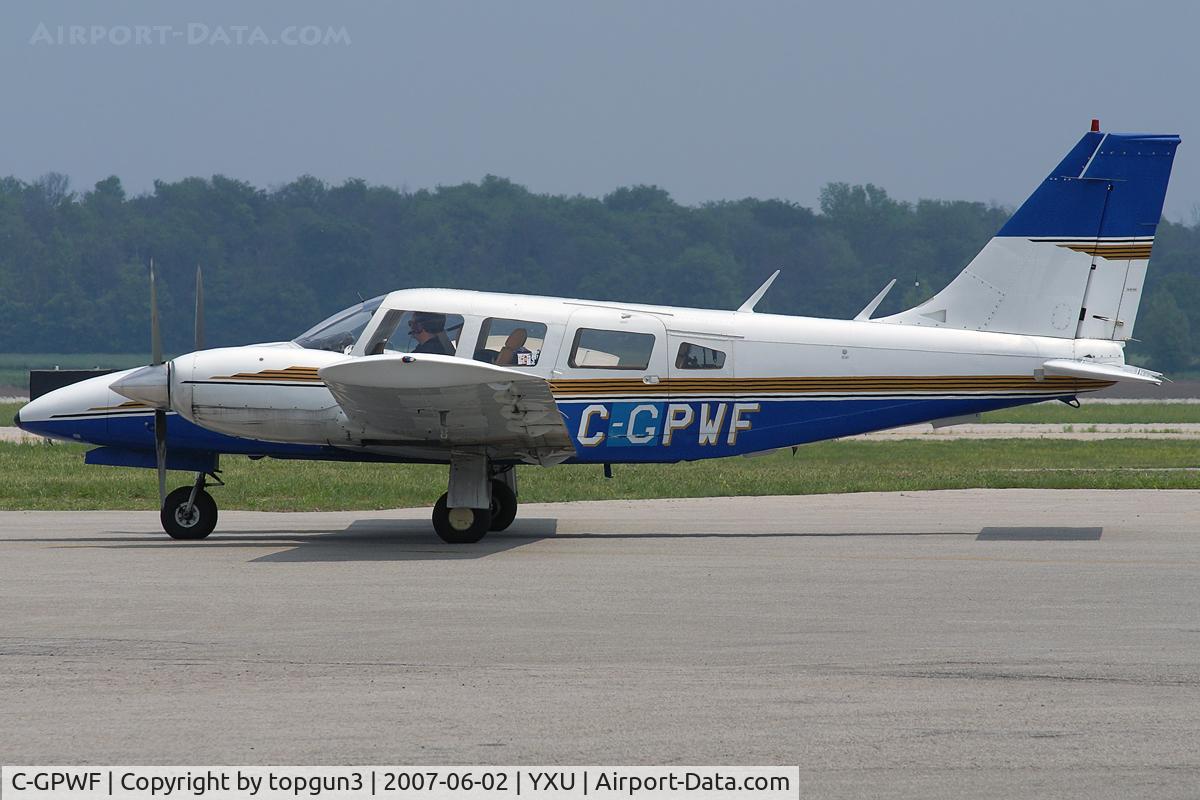 C-GPWF, 1977 Piper PA-34-200T Seneca II C/N 34-7770272, Taxiing from Ramp III.