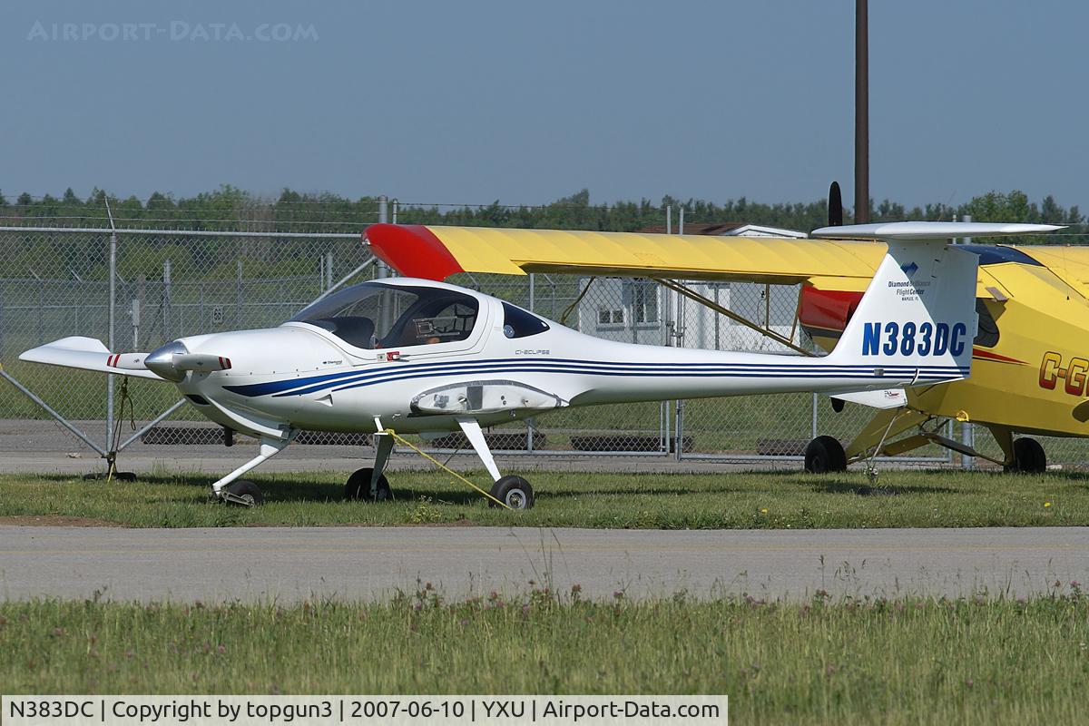 N383DC, 2006 Diamond DA-20C-1 Eclipse C/N C0363, Parked by XU Aviation hangar.