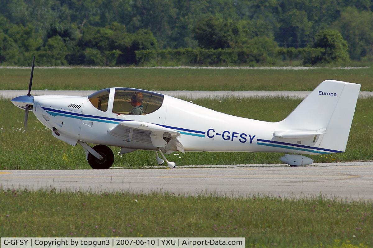 C-GFSY, 2000 Europa Monowheel C/N 011755, Taxiing from Alpha onto Golf.