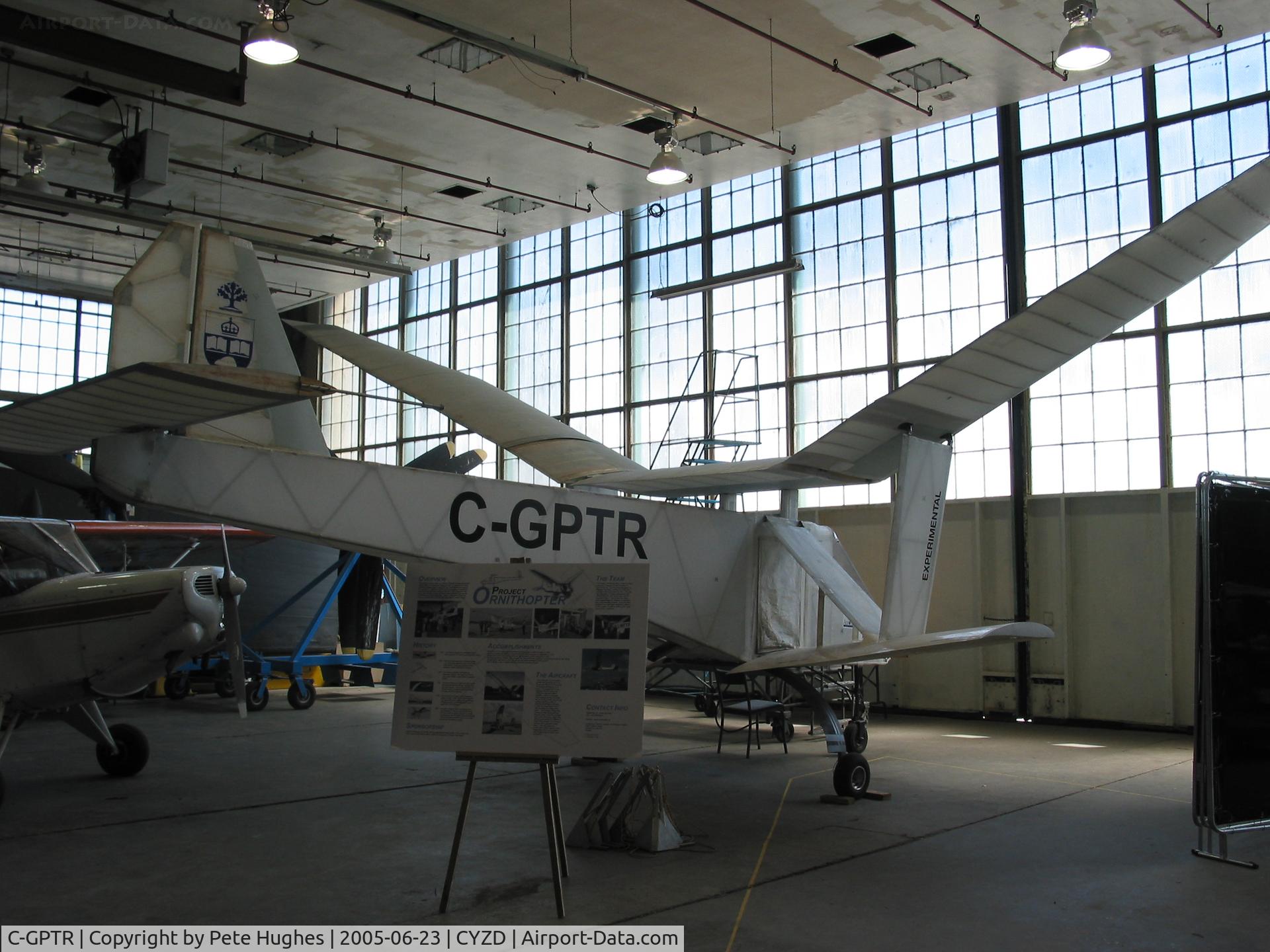 C-GPTR, 1996 Ornithopter ORNITHOPTER MODEL NO. 1 C/N 00001, Ornithopter under development at Downsview