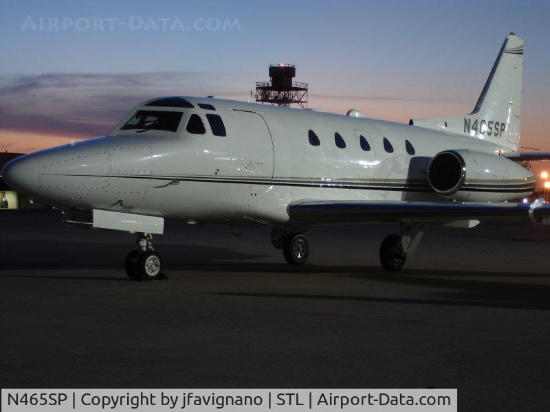 N465SP, 1981 Rockwell International NA-265-65 Sabreliner 65 C/N 465-72, On the Sabreliner ramp under the lights in St. Louis.