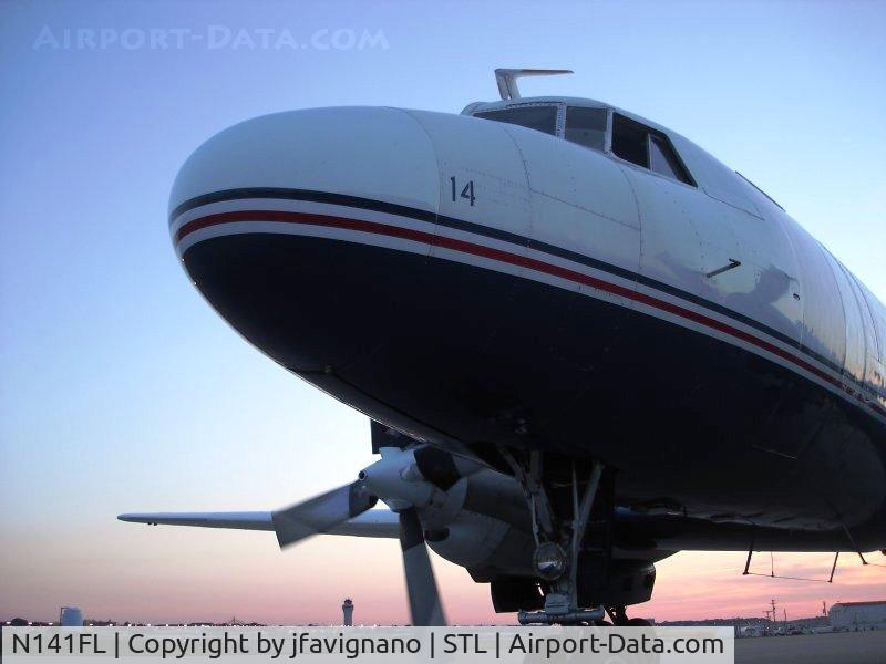 N141FL, 1953 Convair 580 C/N 111, Resting in front of a sunset at Air Cargo Loadmasters.