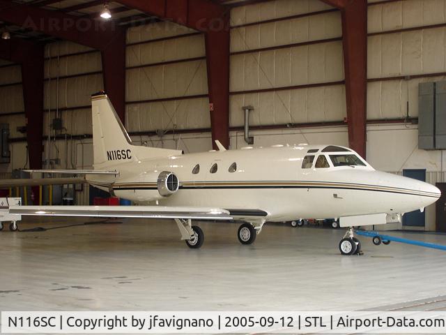 N116SC, 1963 North American NA-265-40 Sabreliner C/N 282-1, Parked in the Midcoast hanger.