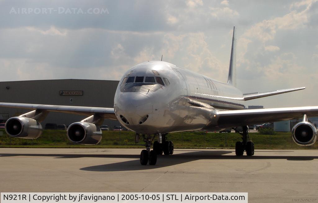 N921R, 1970 McDonnell Douglas DC-8-63F C/N 46145, Spooling up the engines on the slow taxi to the ramp.