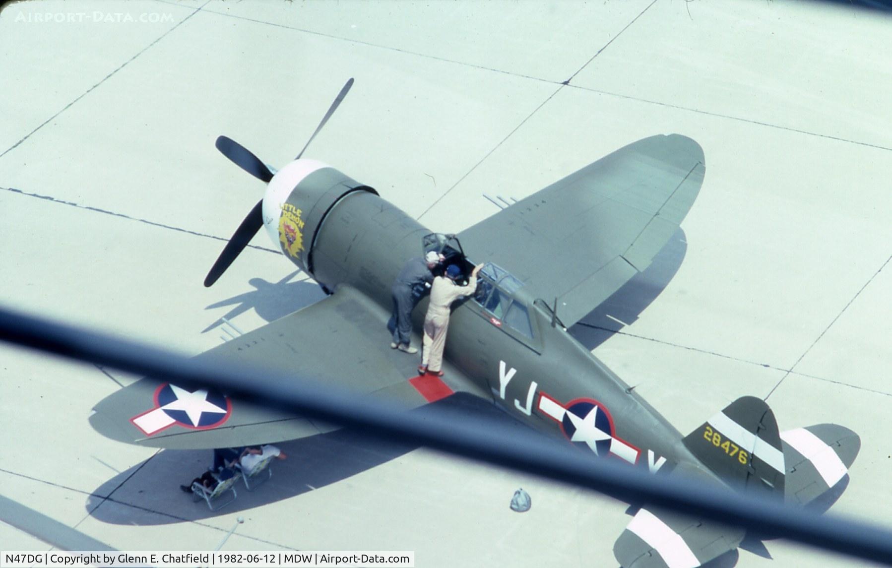 N47DG, 1942 Curtiss P-47G Thunderbolt C/N 21953, At the open house, seen from the control tower. Now active as G-CDVX