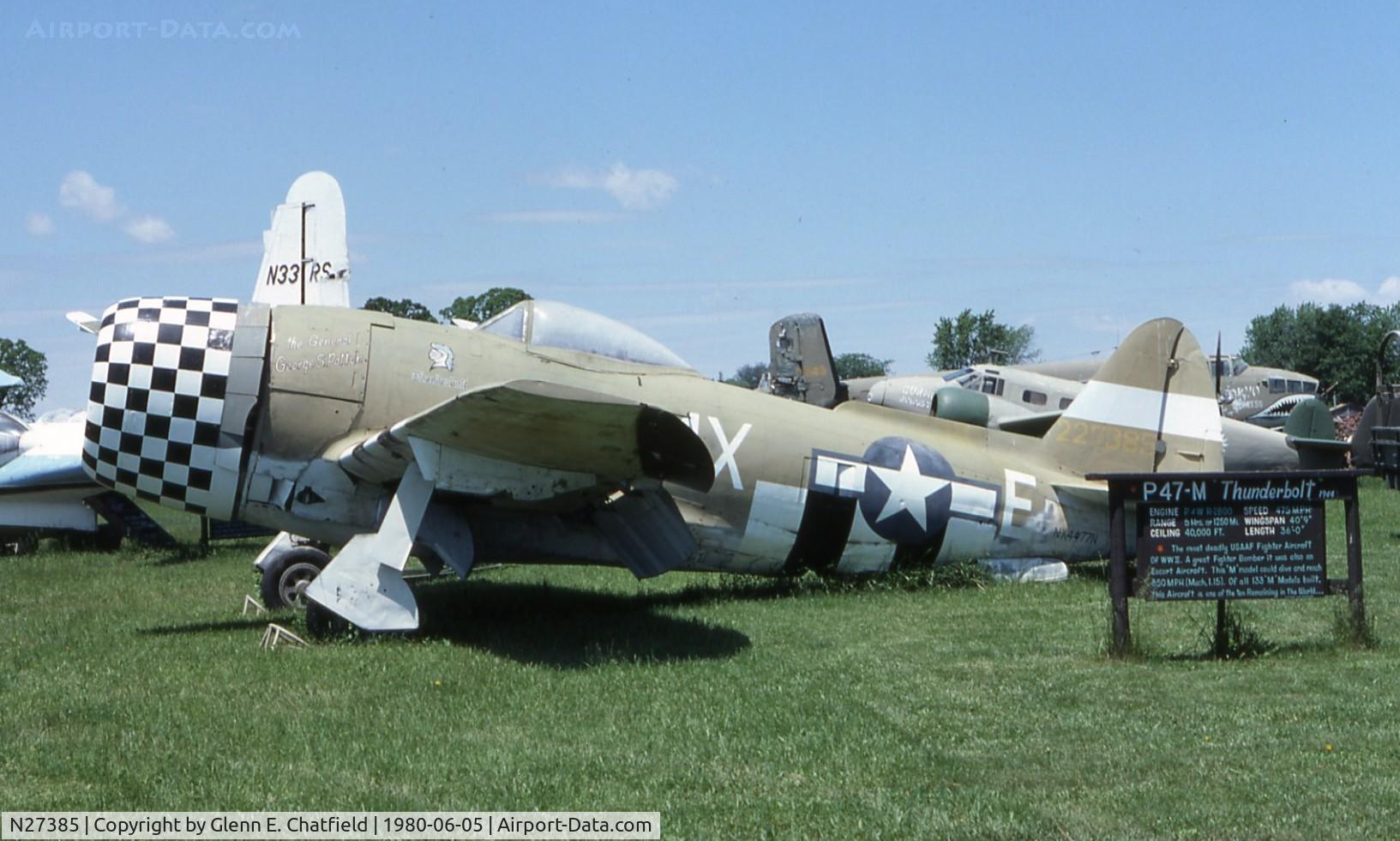 N27385, 1944 Republic P-47D Thunderbolt C/N 93-F-12000, YP-47M 42-27385 ex-N4477M at the Victory Air Museum in Mundelein, IL.  Museum now defunct.