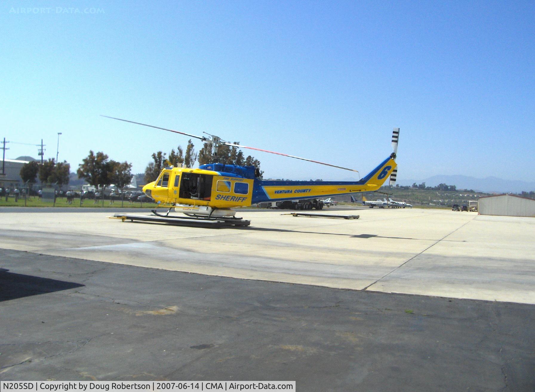 N205SD, 1970 Bell HH-1H Iroquois C/N 17116, 1970 Bell HH-1H, Ventura County Sheriff's Dept. #6, completely rebuilt from wartime service as Bell Iroquois Huey, one Lycoming T53-C-13 turboshaft 1,400 shp, Search & Rescue equipped