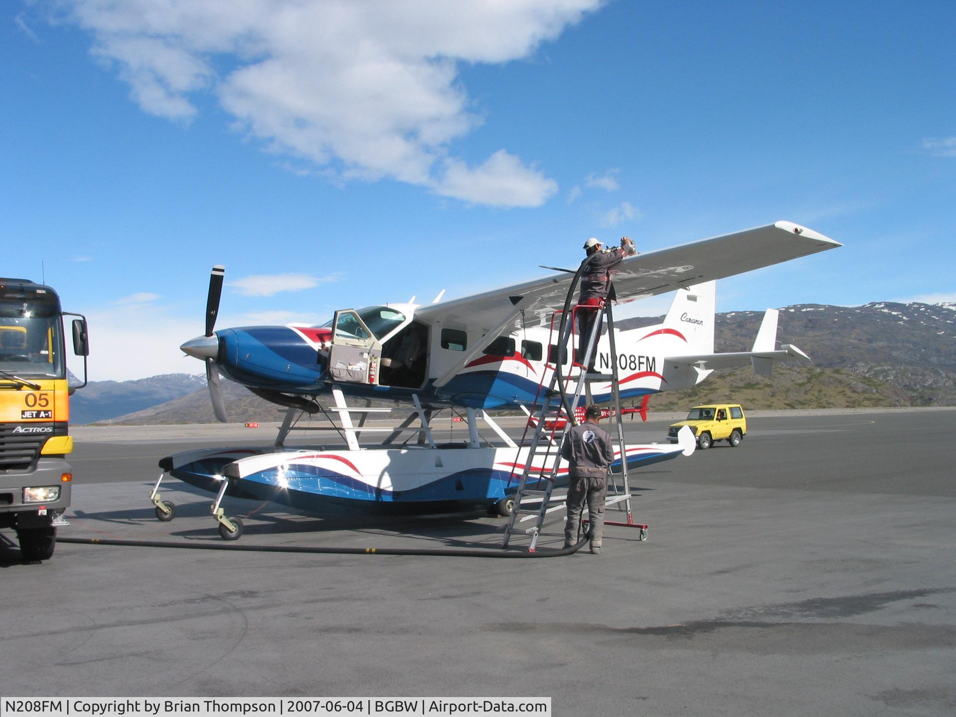 N208FM, 2001 Cessna 208 Caravan I C/N 208-00336, N208FM being refuelled at Narsarsuaq