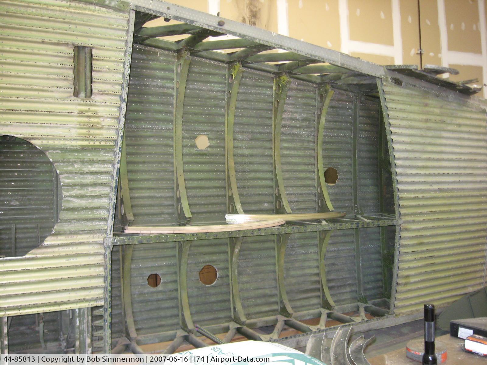 44-85813, 1944 Boeing B-17G Flying Fortress C/N 8722, Original wing with outer skin removed, exposing corrugated layer.  Wingspan - 103'-10