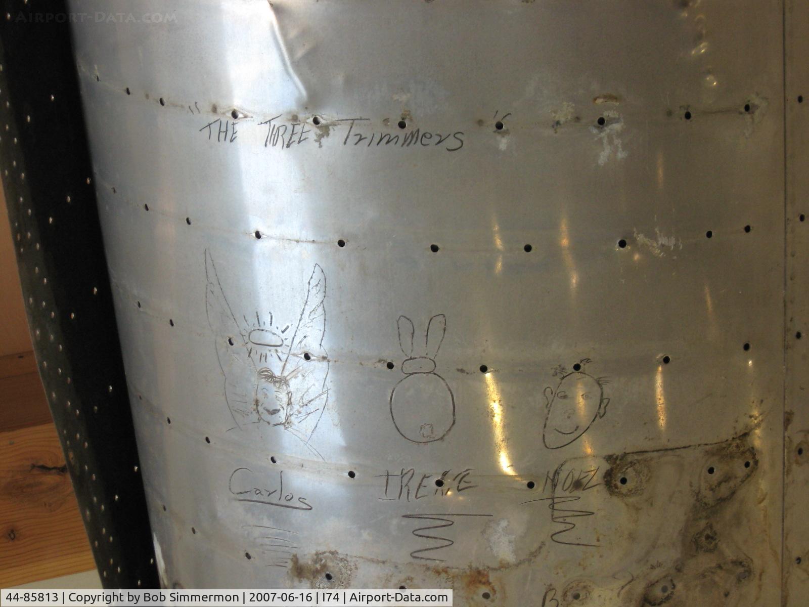 44-85813, 1944 Boeing B-17G Flying Fortress C/N 8722, Sixty-one year old signatures discovered on the inside of a wing skin.
