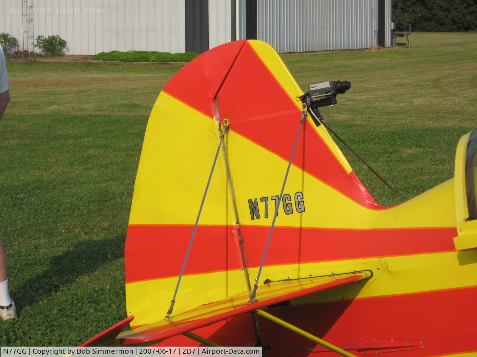 N77GG, 1979 Stolp SA-750 Acroduster Too C/N 1-77-BG, Beach City, OH fly-in.  Tail mounted camera.