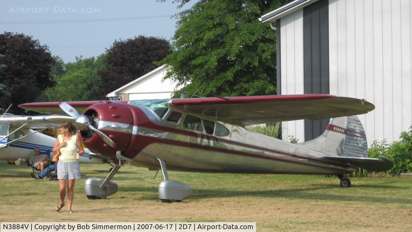 N3884V, 1949 Cessna 195 C/N 7353, Father's Day fly-in at Beach City, OH