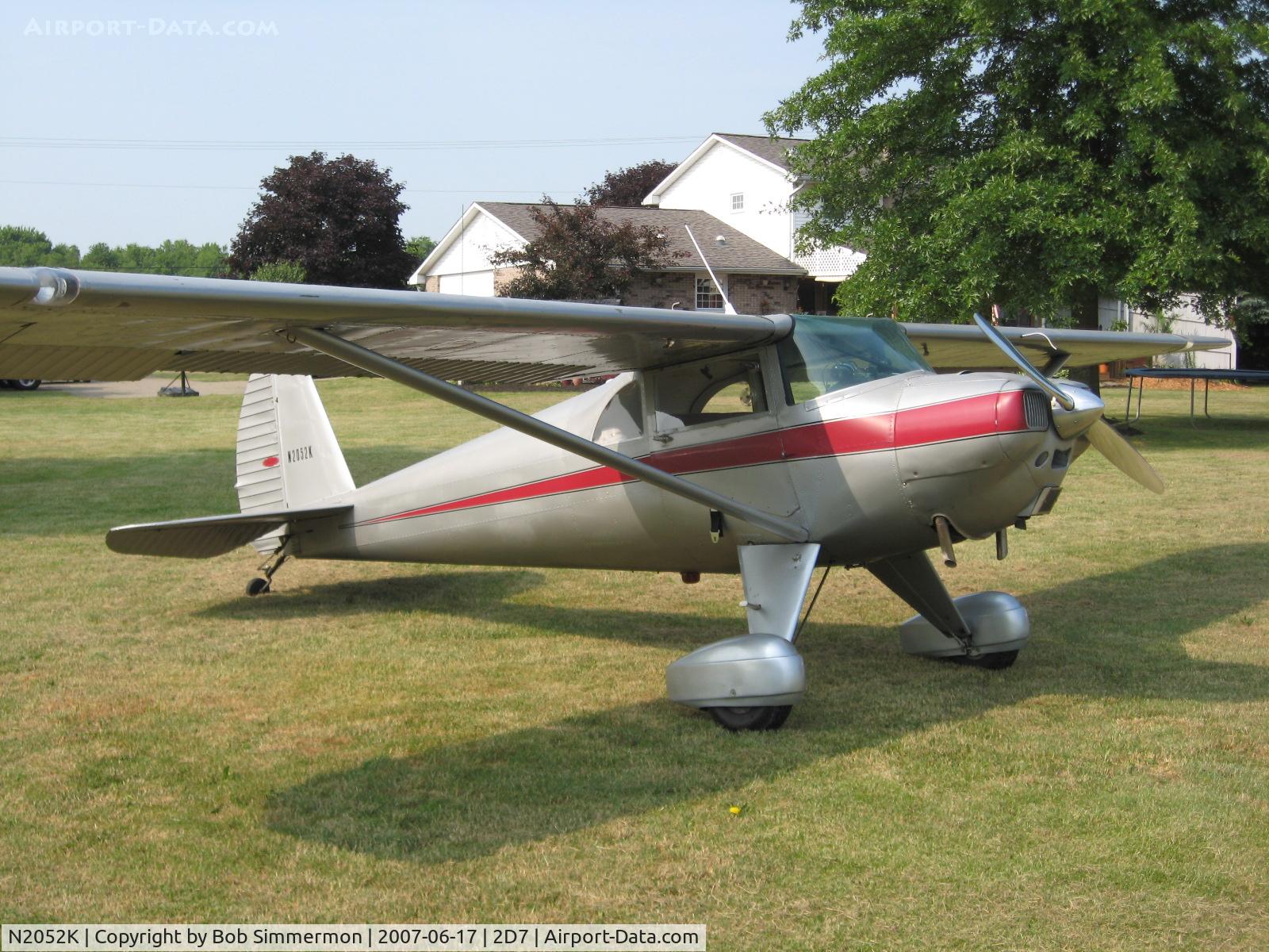 N2052K, 1947 Luscombe 8E Silvaire C/N 4779, Father's Day fly-in at Beach City, OH