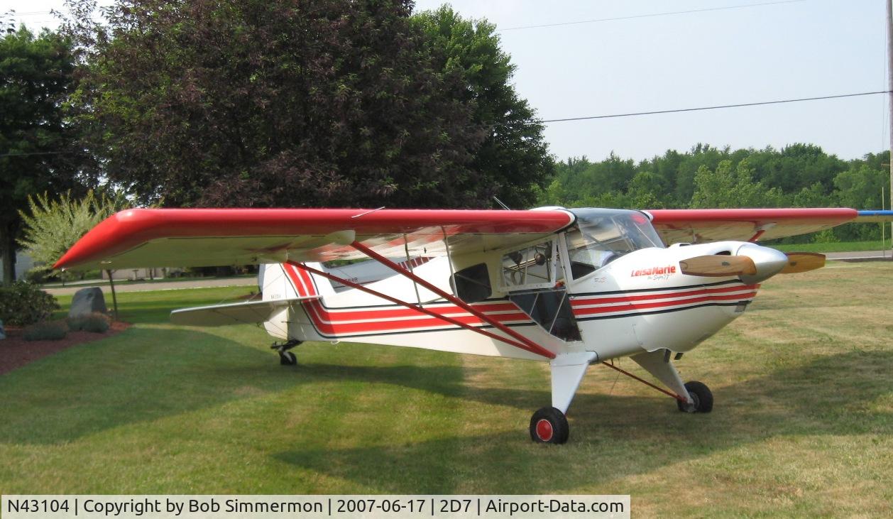 N43104, 1946 Taylorcraft BC12-D C/N 6763, Father's Day fly-in at Beach City, OH