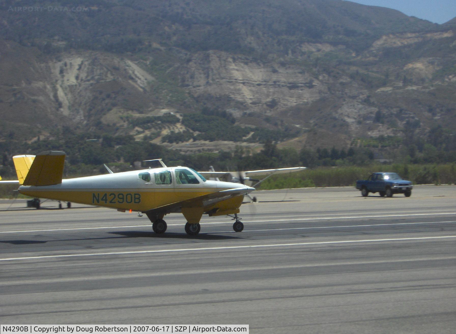 N4290B, 1955 Beech F35 Bonanza C/N D-4253, 1955 Beech F35 BONANZA, Continental E-225-8 225 Hp, takeoff roll Rwy 22