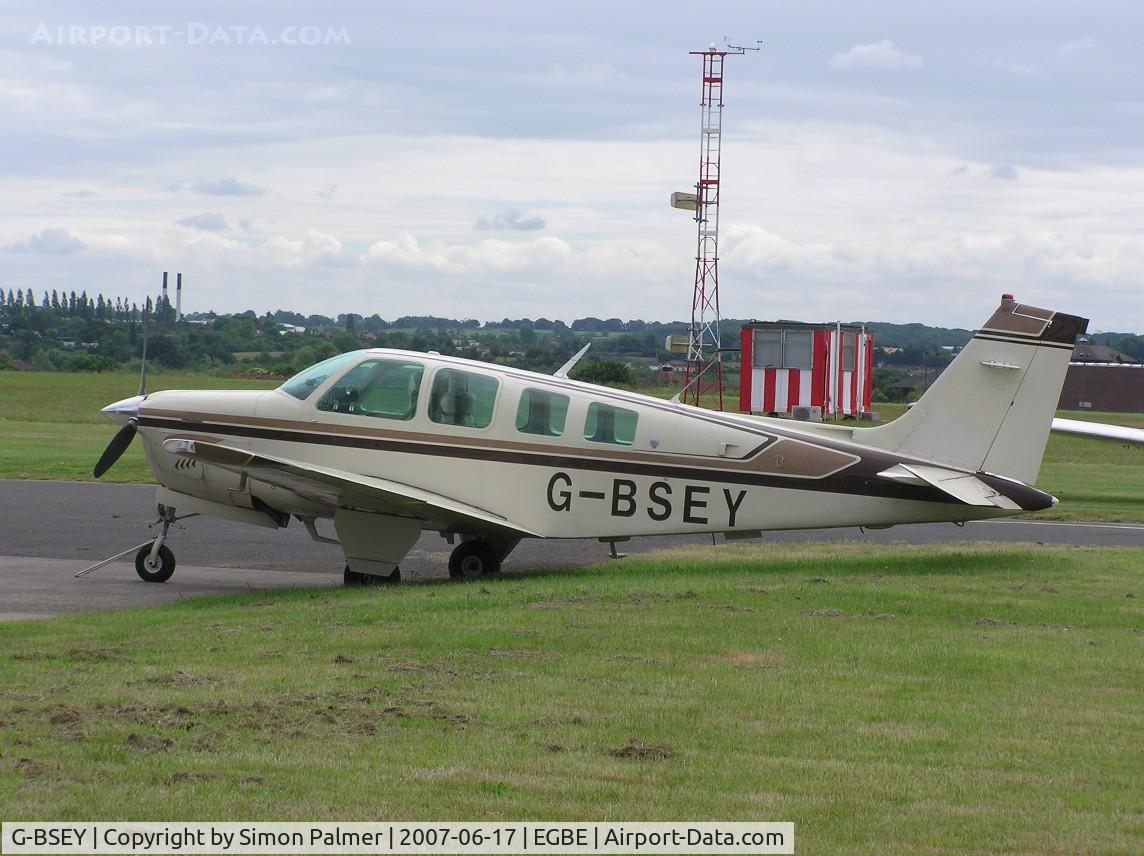 G-BSEY, 1981 Beech A36 Bonanza 36 C/N E-1873, Beech A36 Bonanza at Coventry/Baginton airport