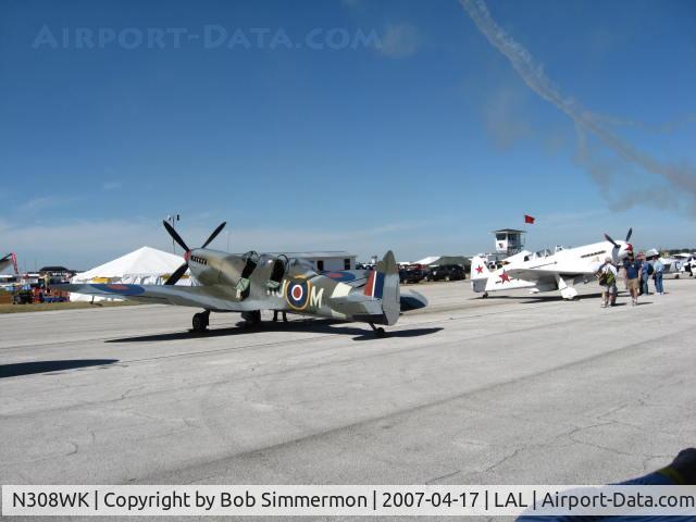 N308WK, 1945 Supermarine 361 Spitfire Tr9 C/N CBAF.4494, Next to N7YK at Sun N Fun '07