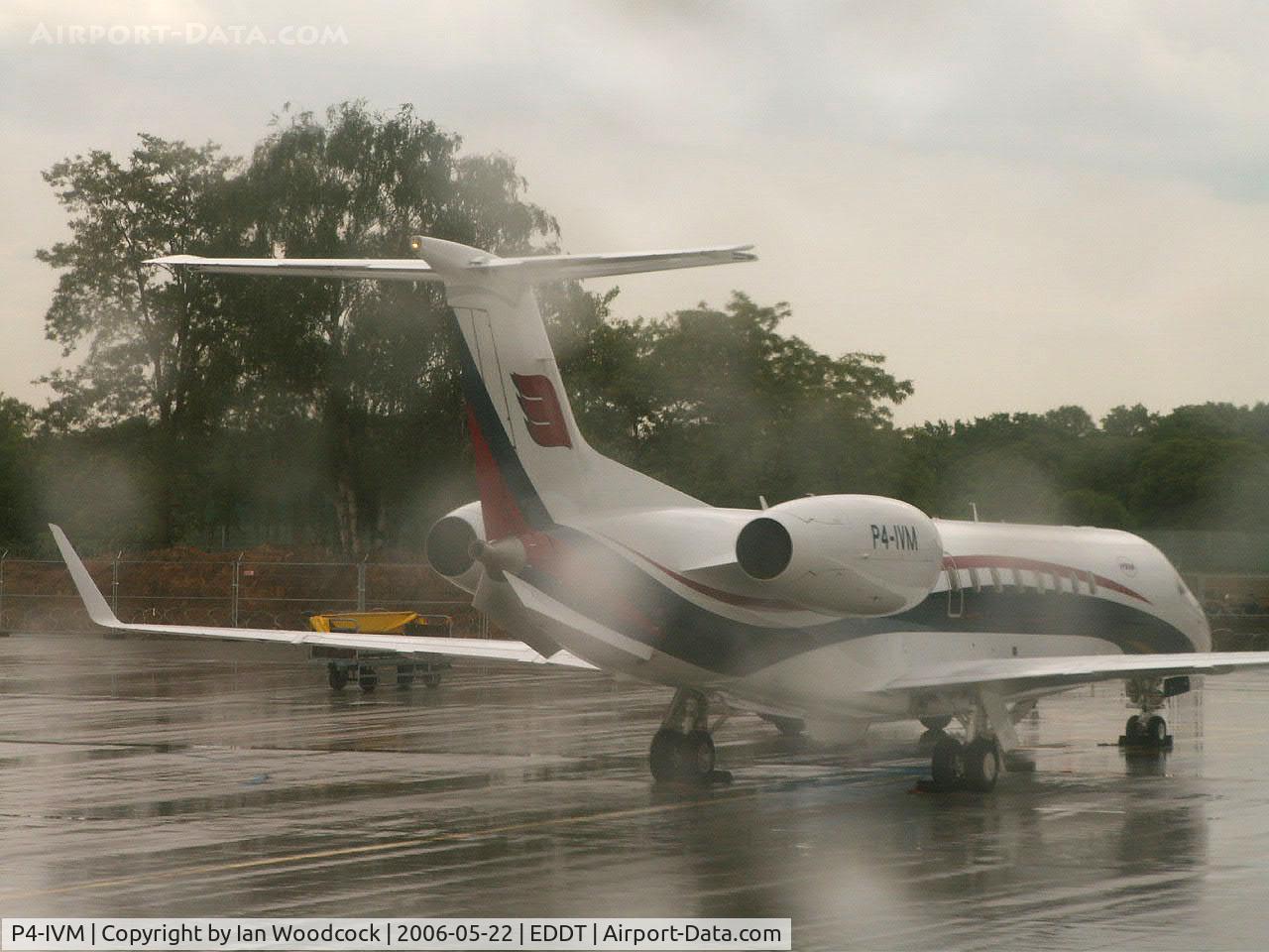 P4-IVM, 2008 Embraer EMB-135BJ Legacy 600 C/N 14501031, Embraer ERJ-135 BJ/Taken through the aircraft window on a very wet day at Berlin-Tegel