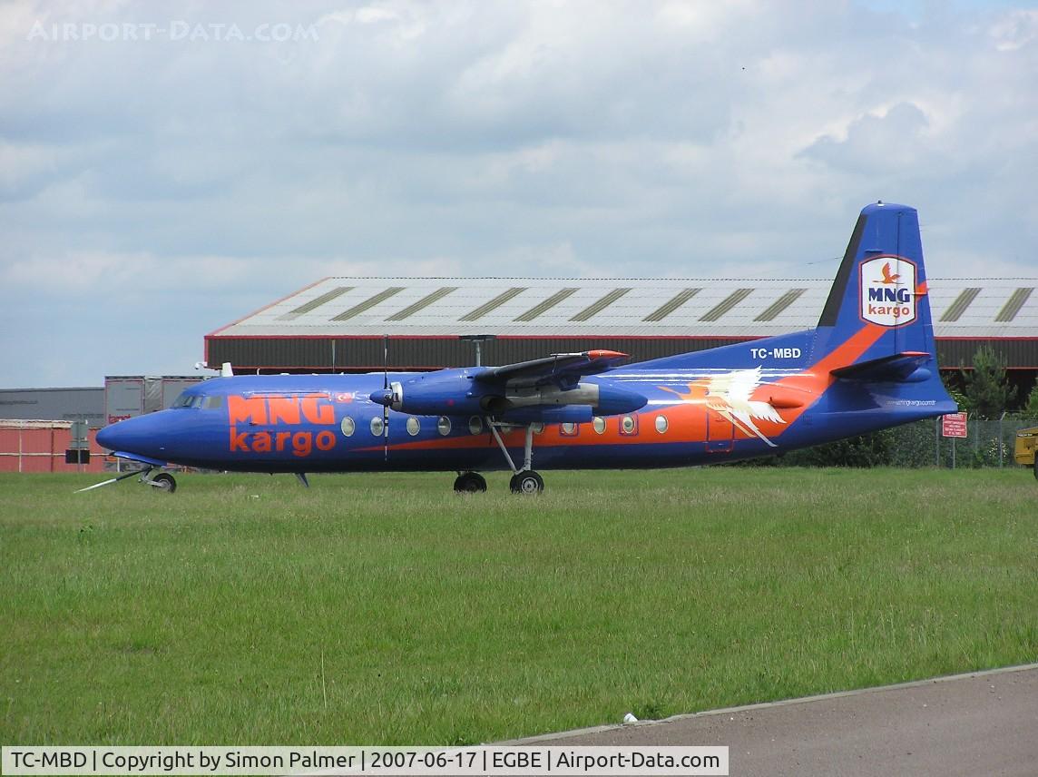 TC-MBD, 1976 Fokker F-27-500RCF Friendship C/N 10531, Fokker F27 of MNG Air Cargo at Coventry