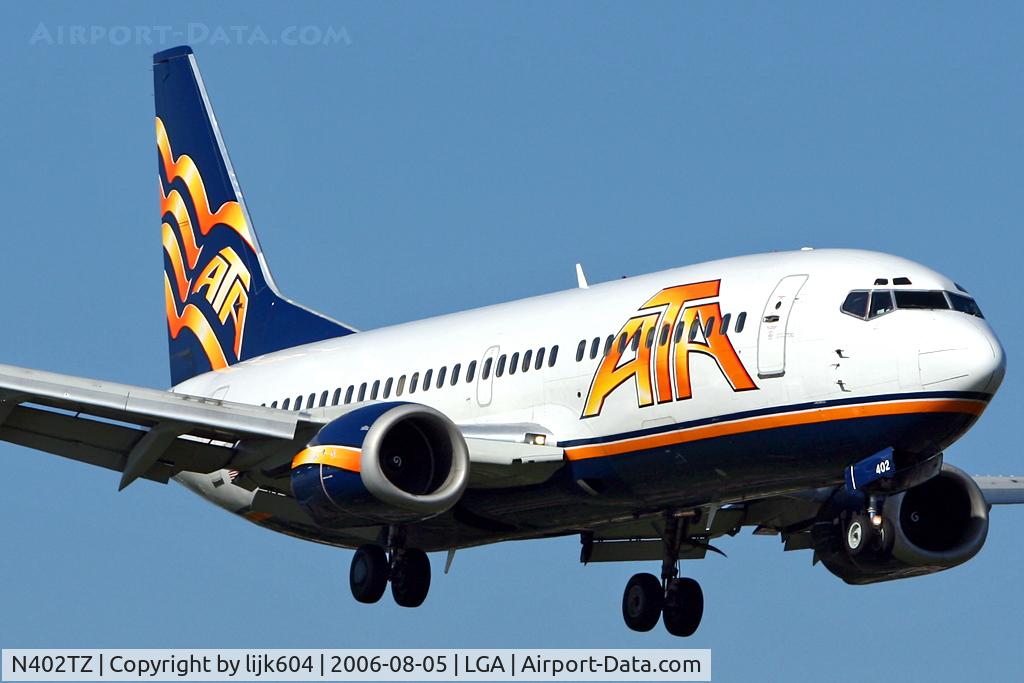 N402TZ, 1990 Boeing 737-322 C/N 24667, Over Planeview Park - Runway 4 LGA