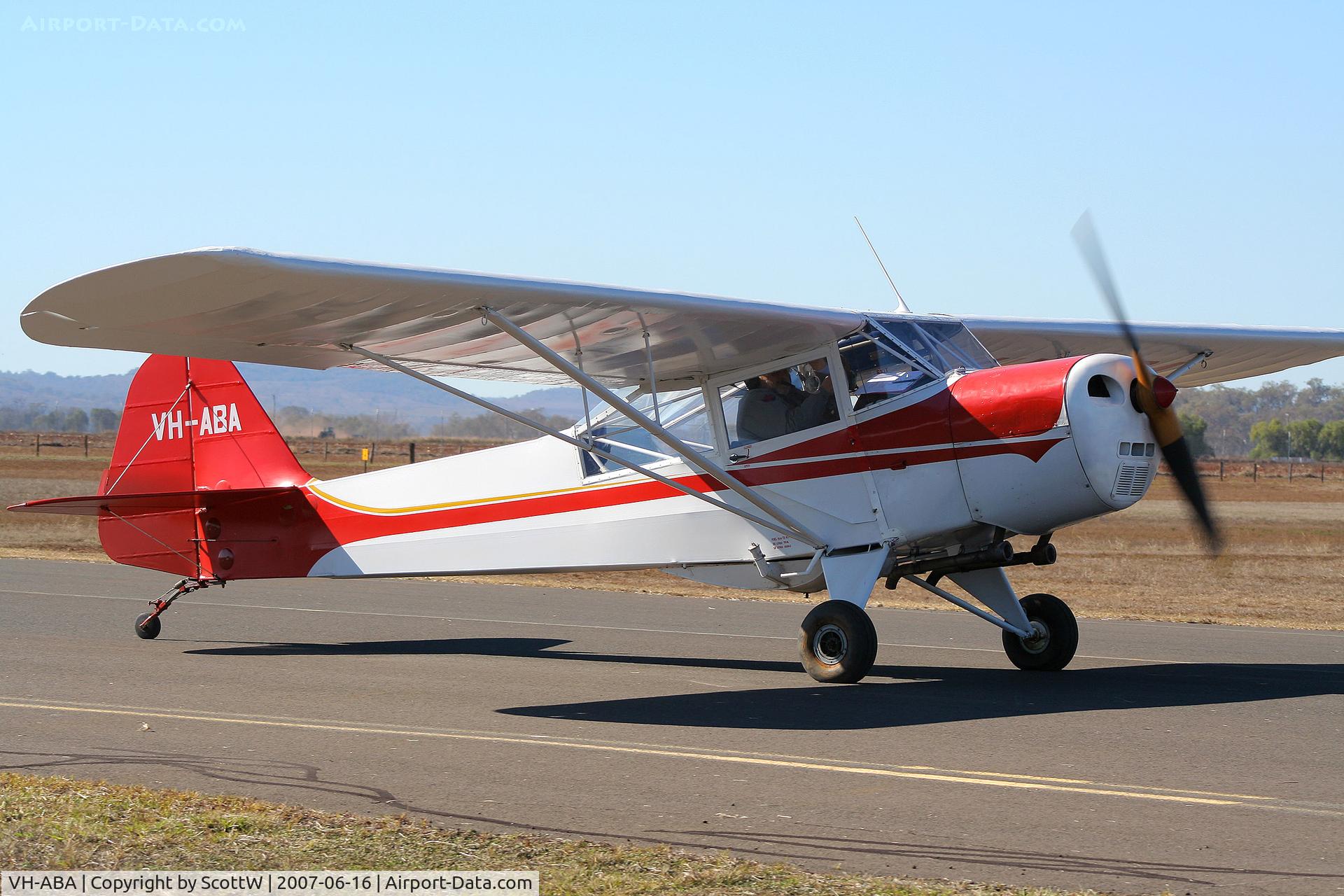VH-ABA, 1945 Taylorcraft J Auster 5 C/N 1050, Oakey Warbird Fly-in. Oakey Army Aviation Centre QLD AUS