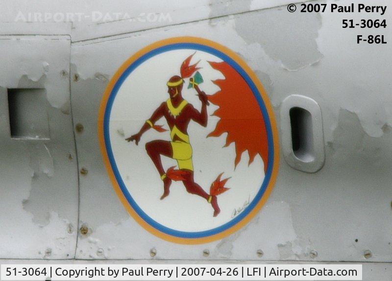 51-3064, 1951 North American F-86L Sabre C/N 177-121, Unit marking on this old legend.  Still researching which one