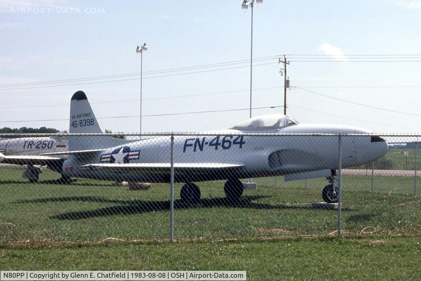 N80PP, Lockheed F-80-C-10 C/N 48-868, At the EAA Museum, marked as 45-8398